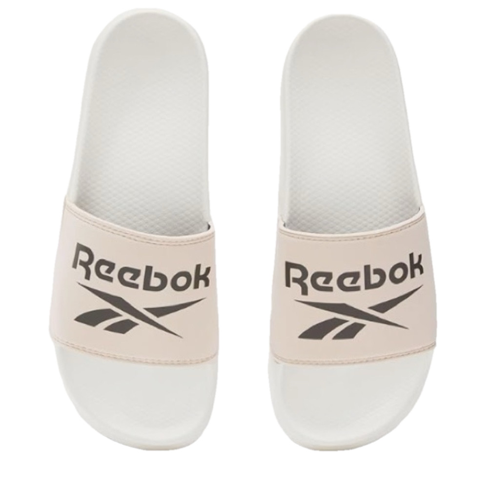 REEBOK Fulgere Slide Sandal Chalk Soft Ecru Black Logo Mens 11 Womens 12 NWT